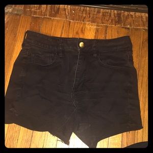 black denim shorts